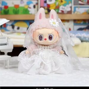 Adorable Labubu in a Wedding Dress with veil and necklace